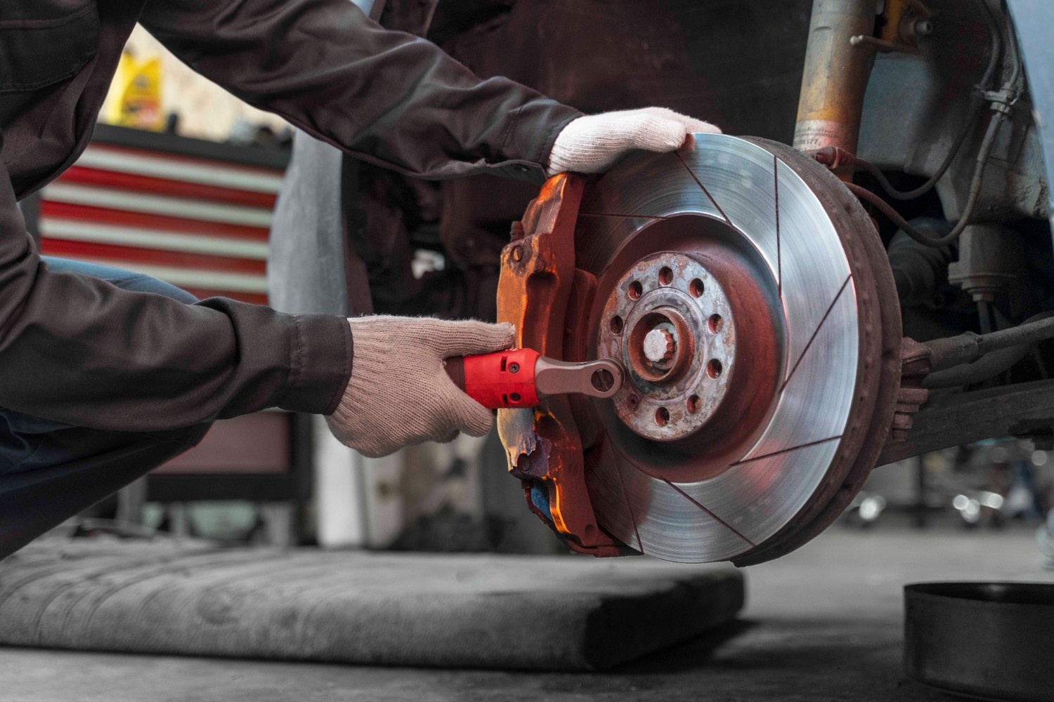 worker repairing car