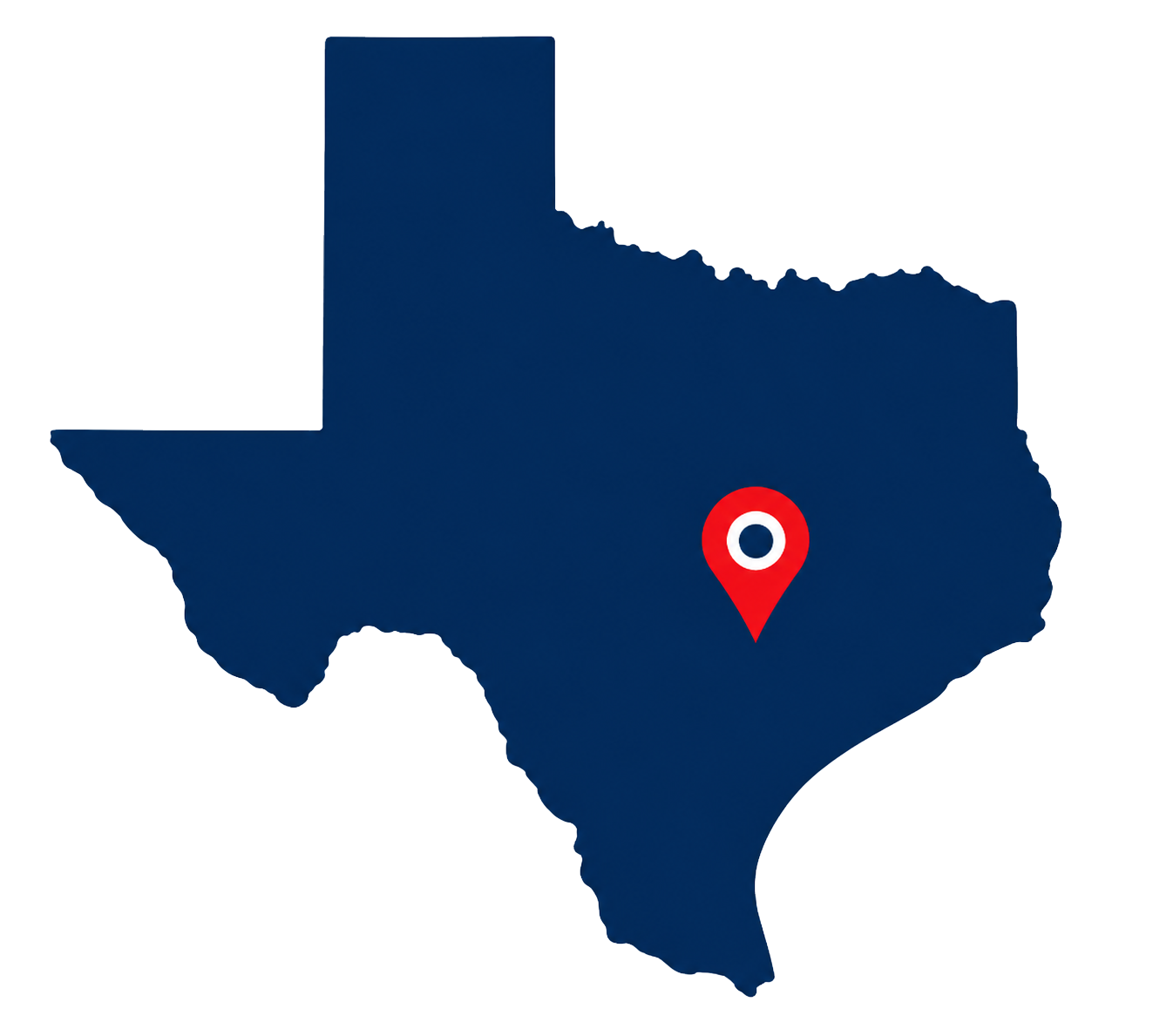 Texas Map with Red Location Pin